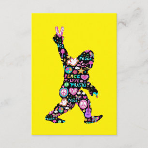 Cartão De Informações Pé Grande de Paz Hippie Engraçado Pé Grande