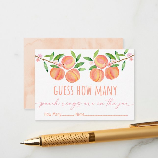 Cartão De Informações Peach Blossom Aniversário Adivinha Quantos Jogos (Frente/Verso In Situ)