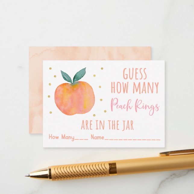 Cartão De Informações Peach Dourado adivinha quantos jogos (Frente/Verso In Situ)