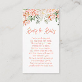 Cartão De Informações Peach Floral Neutral Chá de fraldas Livros para Be