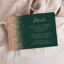 Cartão De Informações Peach Glitter Emerald Green - Detalhes do Casament