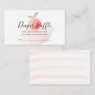 Cartão De Informações Peach Watercolor Chá de fraldas Raffle
