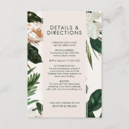 Cartão De Informações Peach White Peonies e Green Deixa Casamento Floral