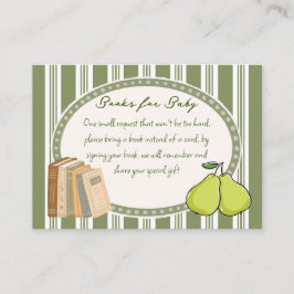 Cartão De Informações Pear sage green retro baby shower book request