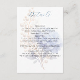 Cartão De Informações Pearl Hydrangea Blue Waterercolor Casamento Românt