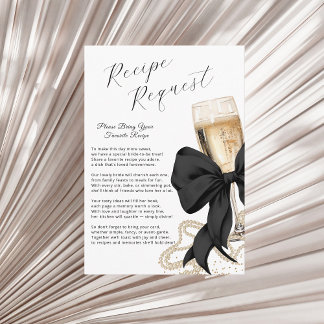 Cartão De Informações Pearls & Prosecco Bridal Recipe Black Bow