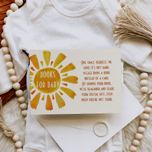 Cartão De Informações Pedido de Livro Chá de Bebê Sunshine Retro Boho