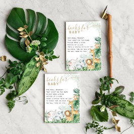 Cartão De Informações Pedido de Livro Chá de fraldas de Bebês Safari