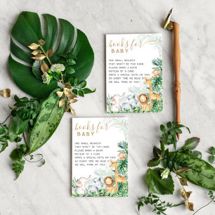 Cartão De Informações Pedido de Livro Chá de fraldas de Bebês Safari