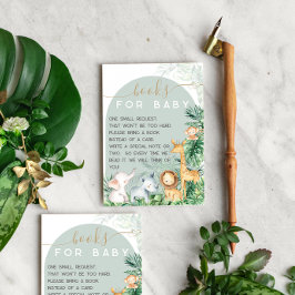 Cartão De Informações Pedido de Livro Chá de fraldas de Bebês Safari