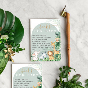 Cartão De Informações Pedido de Livro Chá de fraldas de Bebês Safari