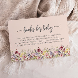 Cartão De Informações Pedido de Livro Cor-de-Rosa para Chás de Bebê com 