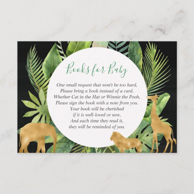 Cartão De Informações Pedido de livro de animais da selva Safari traz um (Frente)