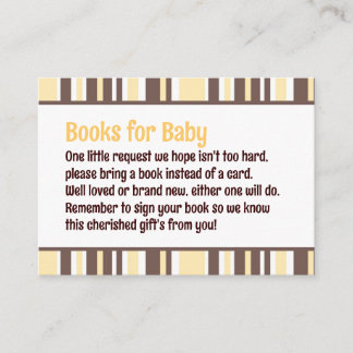 Cartão De Informações Pedido de Livro de Baby Shower Listrado de Amarelo