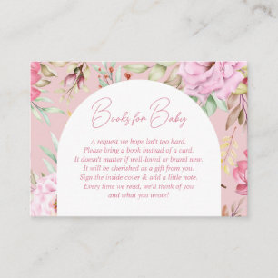 Cartão De Informações Pedido de Livro de Bebê Floral Rosa Jardim