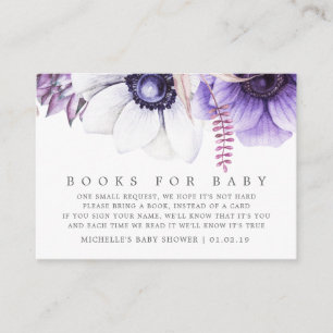 Cartão De Informações Pedido de Livro de Bebê Floral Violeta Empoeirado