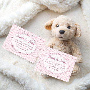 Cartão De Informações Pedido de livro de chá de bebê cor-de-rosa preppy