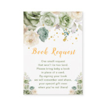 Pedido de Livro de Chá de Bebê Floral Verde e Crem