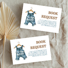 Cartão De Informações Pedido de Livro de Chá de fraldas do Denim Blue Je