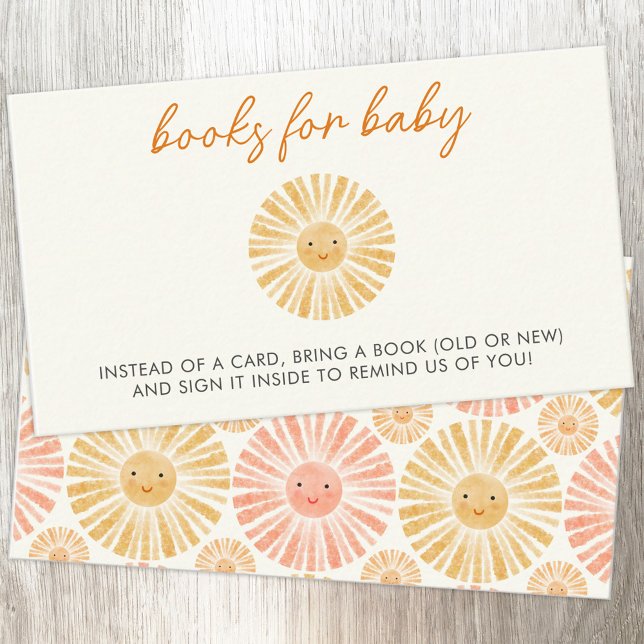 Cartão De Informações Pedido de Livro de Chás de fraldas Sunshine (Little Sunshine books for baby baby shower enclosure card with custom text)