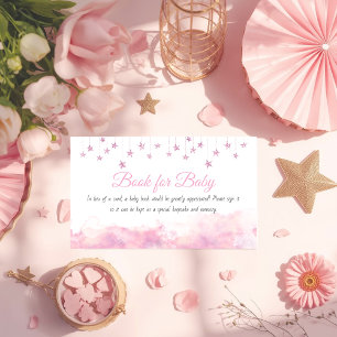 Cartão De Informações Pedido de Livro de Chuvinha de Bebê Rosa Twinkle L