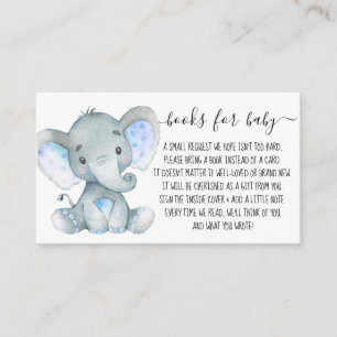 Cartão De Informações Pedido de Livro de Elefante Menino Fofo para Chá d