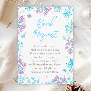 Cartão De Informações Pedido de Livro de Inverno Flocos de Neve Roxos e 