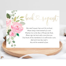 Cartão De Informações Pedido de livro de menina com flores em aquarela r