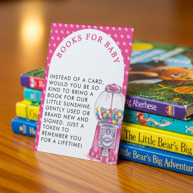 Cartão De Informações Pedido de Livro para Bebê She's Ready To Pop Bubbl (She's Ready To Pop Bubblegum Baby Book Request Enclosure Card
)