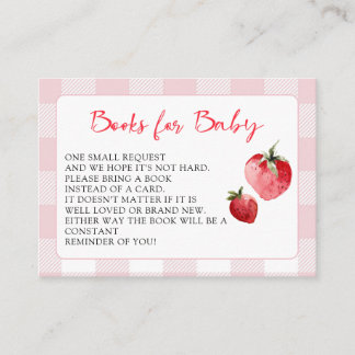 Cartão De Informações Pedido de Livro para Chá de Bebê Berry Sweet Straw