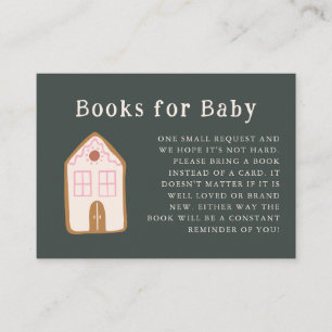 Cartão De Informações Pedido de Livro para Chá de Bebê Casa de Biscoito 