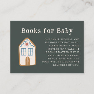 Cartão De Informações Pedido de Livro para Chá de Bebê Casa de Biscoito 