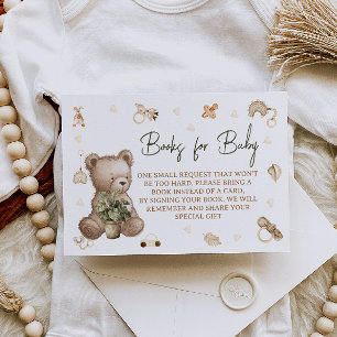 Cartão De Informações Pedido de Livro para Chá de Bebê da Creche do Urso