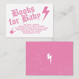 Cartão De Informações Pedido de Livro para Chá de Bebê Pink Rock N Roll