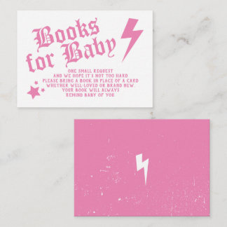 Cartão De Informações Pedido de Livro para Chá de Bebê Pink Rock N Roll