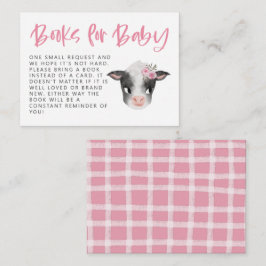 Cartão De Informações Pedido de Livro para Chás de Bebê de Menina Vaca