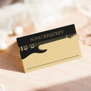Cartão De Informações Pedido de Música de Casamento de Violão Preto e Do