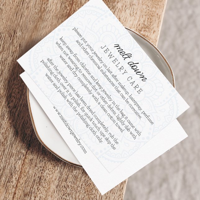 Cartão De Informações Pedido de Pequenos Negócios de Cuidado de Joias Ma (Mandala Jewelry Care Small Business Order Enclosure Card)
