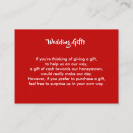 Cartão De Informações Pedido de Presente de Casamento Money Honeymoon Pe