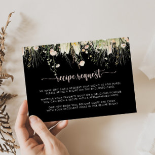 Cartão De Informações Pedido de Receita de Casamento Boho Wildflower Pre
