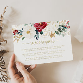 Cartão De Informações Pedido de Receita de Casamento Clássico Dourado Bo