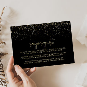 Cartão De Informações Pedido de Receita de Casamento com Confete Dourado