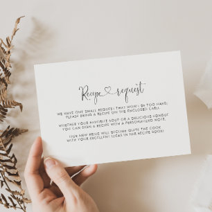 Cartão De Informações Pedido de Receita de Casamento com Letra Elegante
