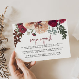 Cartão De Informações Pedido de receita de casamento floral rosa Borgonh