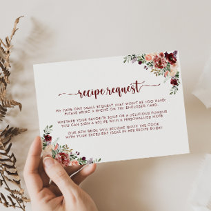Cartão De Informações Pedido de Receita de Casamento Floral Rustic Summe