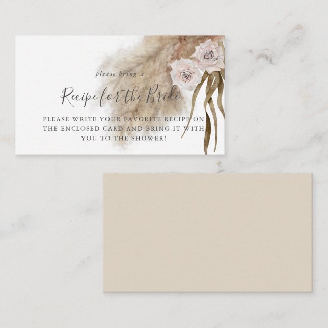 Cartão De Informações Pedido de Receita de Chá de Noiva com Grama das Pa (Frente/Verso)