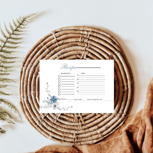 Cartão De Informações Pedido de receita de chá de noiva Lemon Blue Flora
