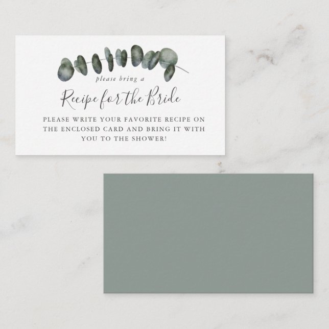 Cartão De Informações Pedido de receita de chá de panela com eucalipto (Frente/Verso)