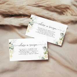 Cartão De Informações Pedido de Receita de Chás de Noiva com Rosas Branc