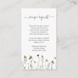 Cartão De Informações Pedido de receita de Flor Silvestre Outonal Rústic